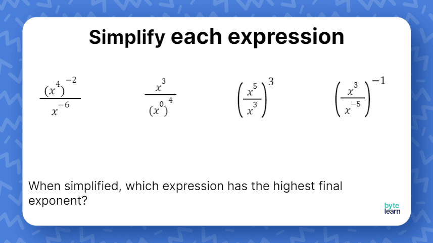 Simplify Expressions With Power Rule and Quotient Rule Lesson Plan