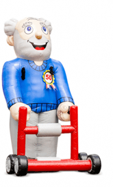 Opblaas Abraham Pop Met Rollator Huren - Blaasop.nl
