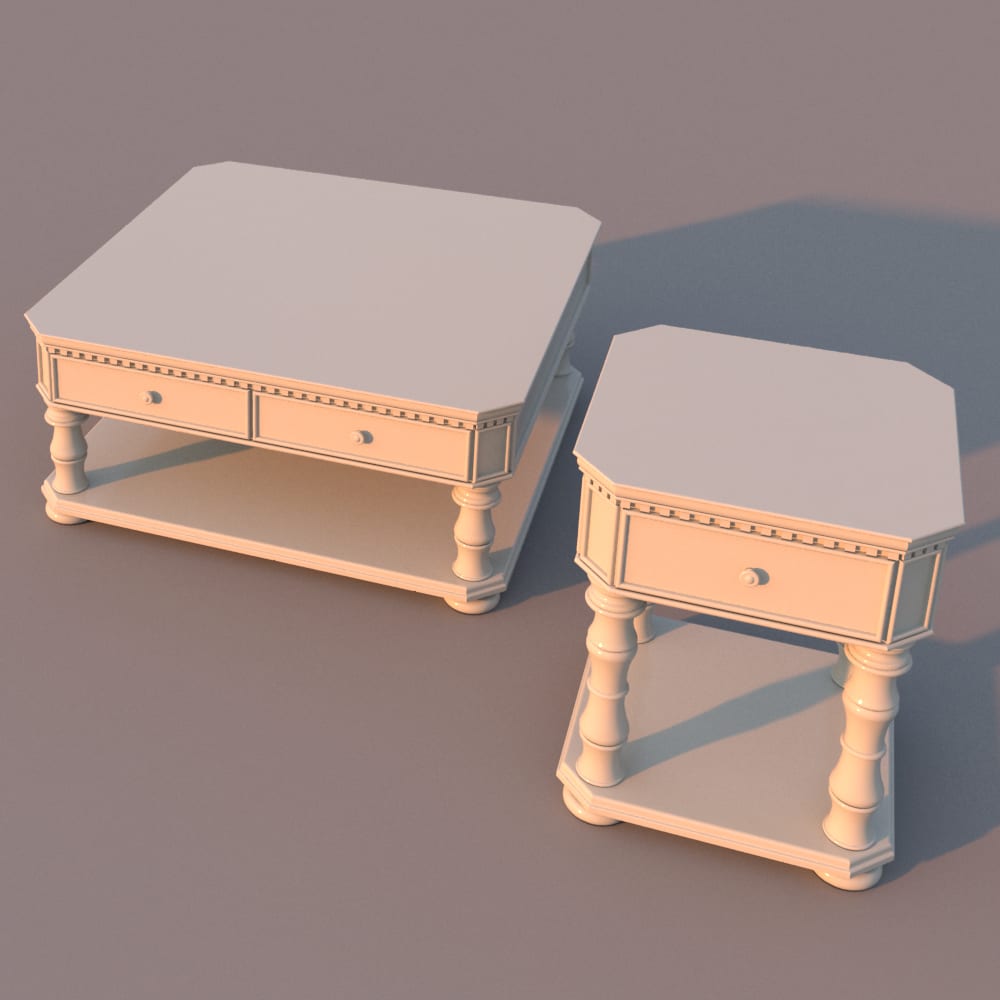 Elegant Living Room Tables Set BlackBee3D