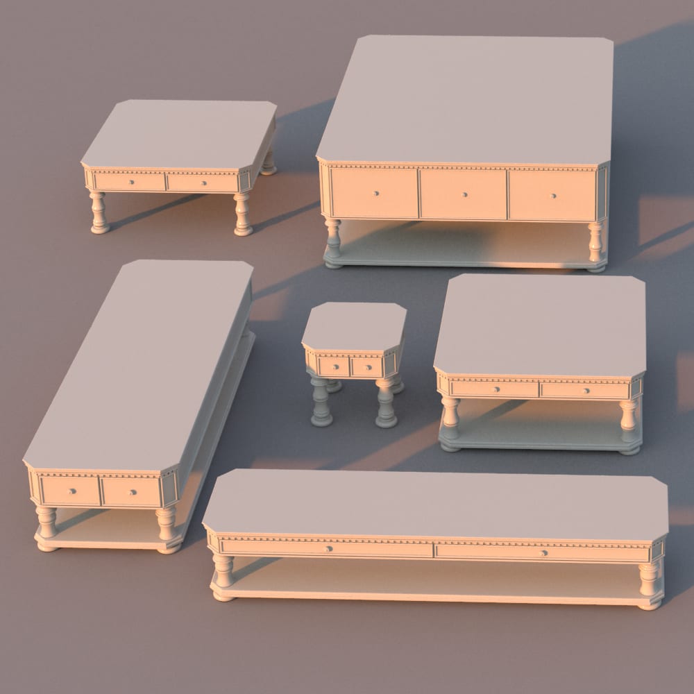 Elegant Living Room Tables Set BlackBee3D