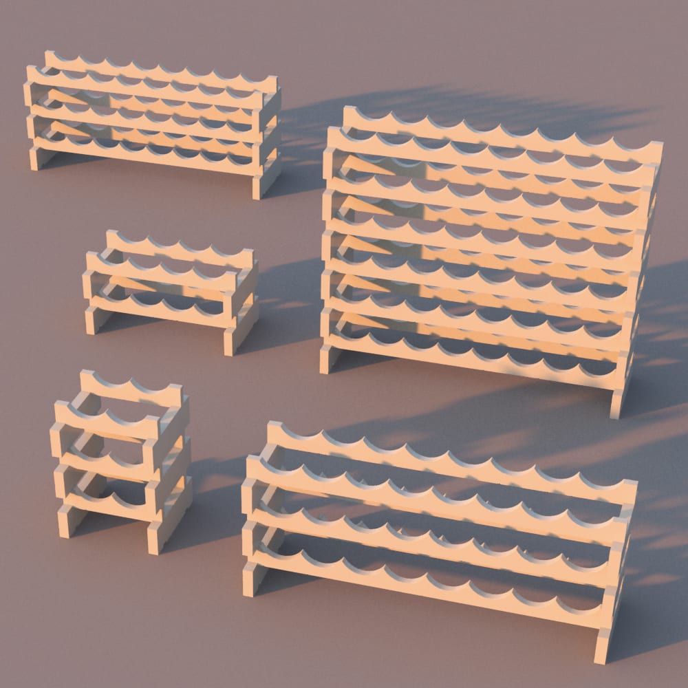 Horizontal Stackable Wine Rack Revit Family BlackBee3D