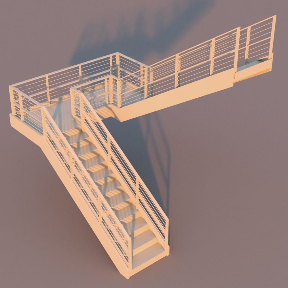 Metallic 2Section Railing Revit Family BlackBee3D