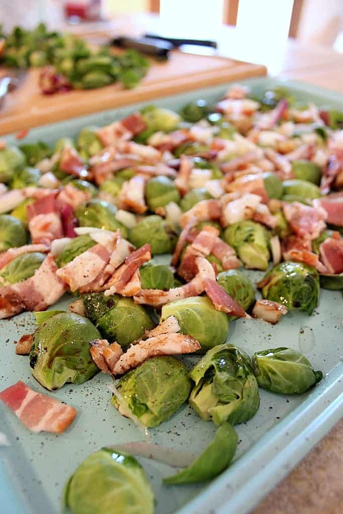 Roasted Brussels Sprouts with Bacon and Balsamic Vinegar