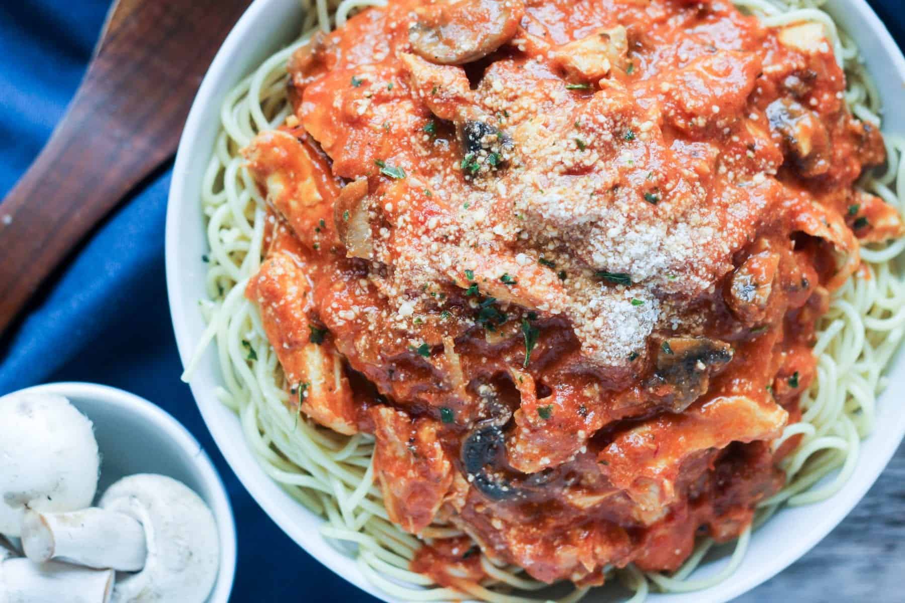 Easy Chicken and Mushroom Pasta with Tomato Cream Sauce Blackberry Babe