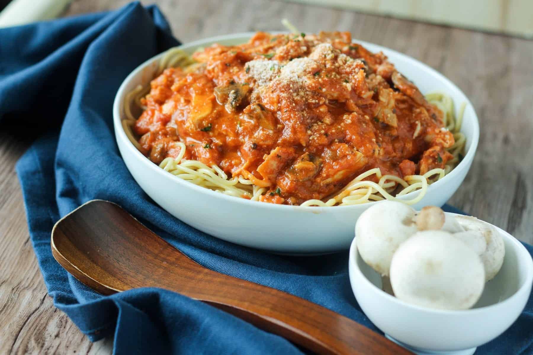 Easy Chicken and Mushroom Pasta with Tomato Cream Sauce Blackberry Babe