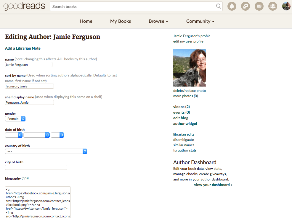Howto Create a custom URL for your Goodreads author profile