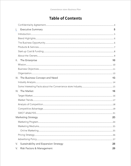 Convenience Store Business Plan Template Sample Pages Black Box