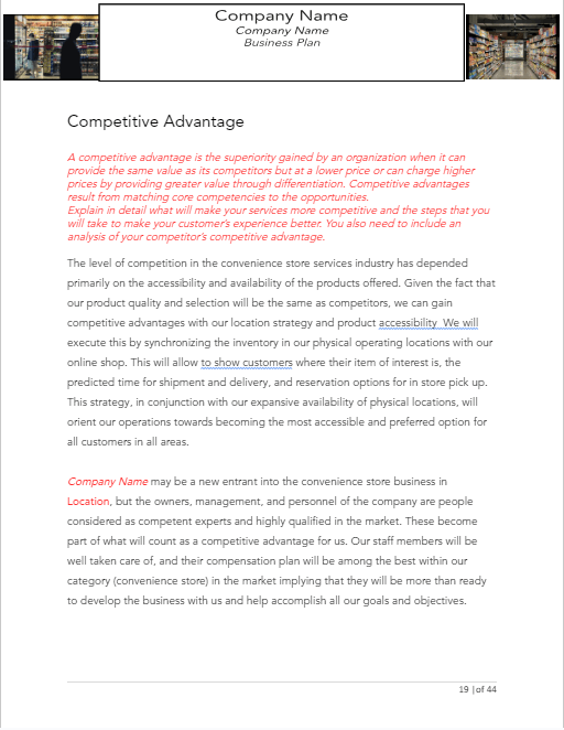 Convenience Store Business Plan Template Sample Pages Black Box