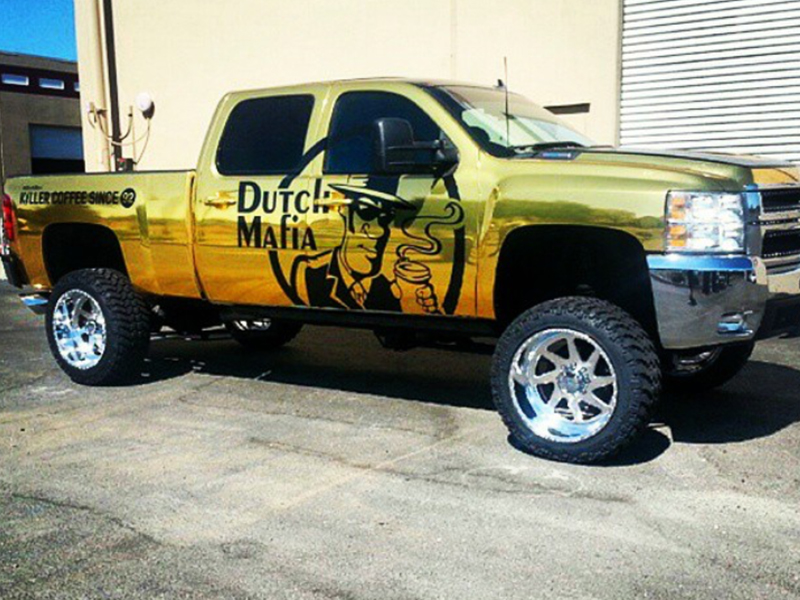 Dutch Mafia chrome truck wrap Black Dog Graphix