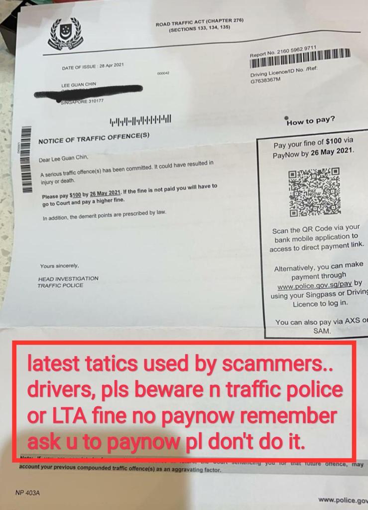 Is this a scam or legitimate letter from the Traffic Police? Black
