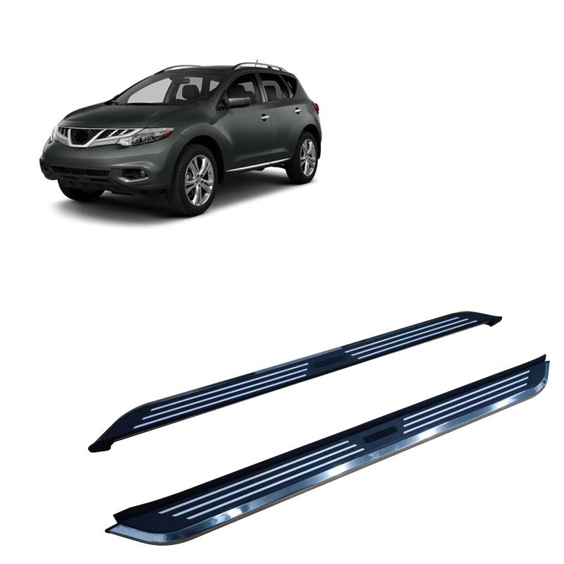 Black Horse Pinnacle Running Boards Black & Silver Aluminum Fit 2009