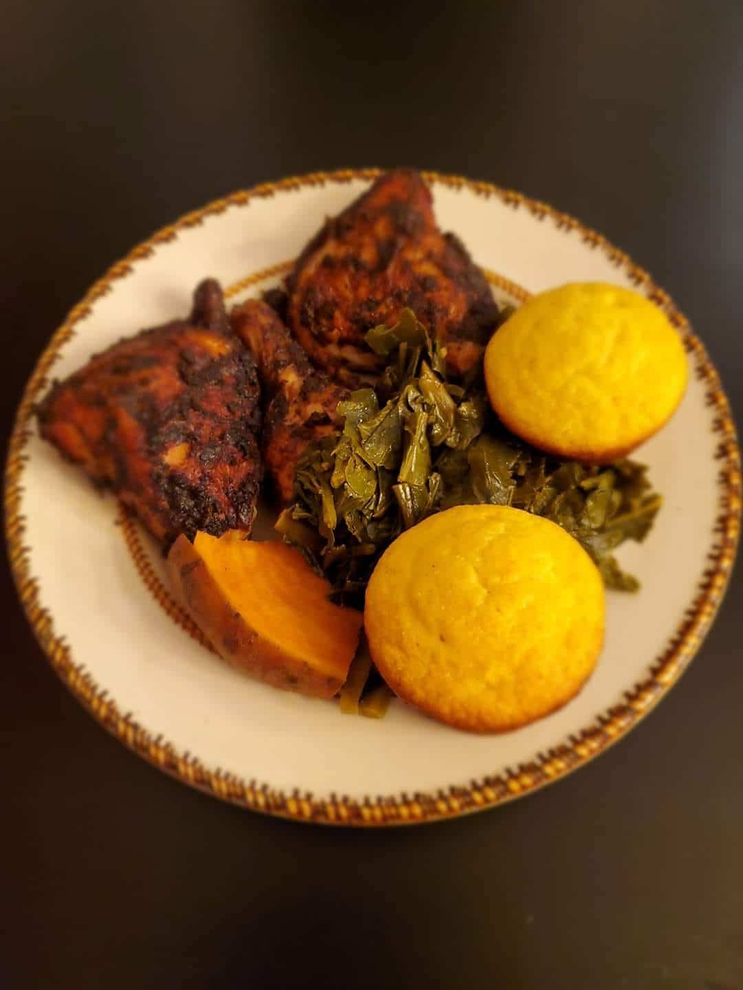 Double OGz Jerk Chicken and Greens features Soulfood cuisine in Kansas