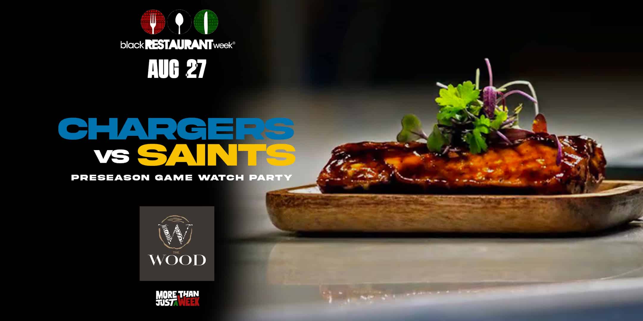 Chargers & Saints Watch Party At The Wood Urban Kitchen Black