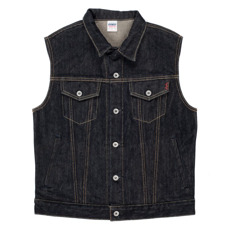 Iron HeartVestNonFade 21oz Denim Type III Vest Black Riot HK
