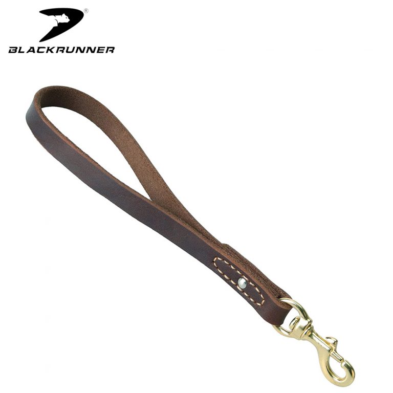 Short Leather Dog Leash Blackrunner