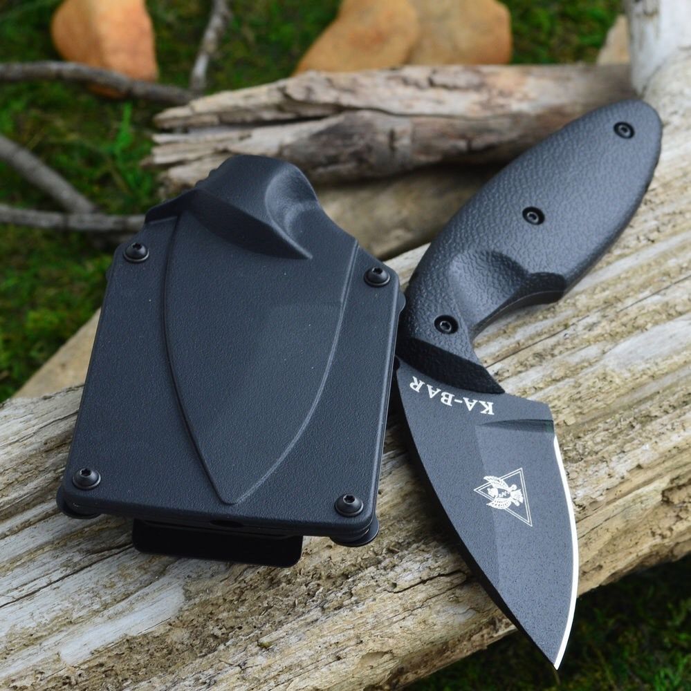 KABAR TDI Law Enforcement / Police Knife Black, Straight Edge W/Sheath