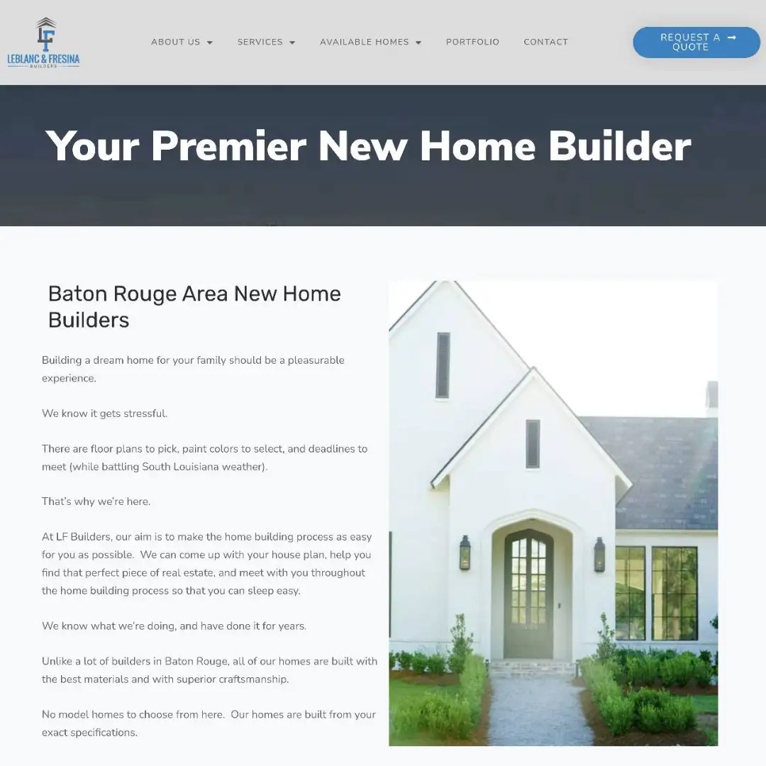 Leblanc & Fresina Custom Homebuilders site Project BlakSheep Creative