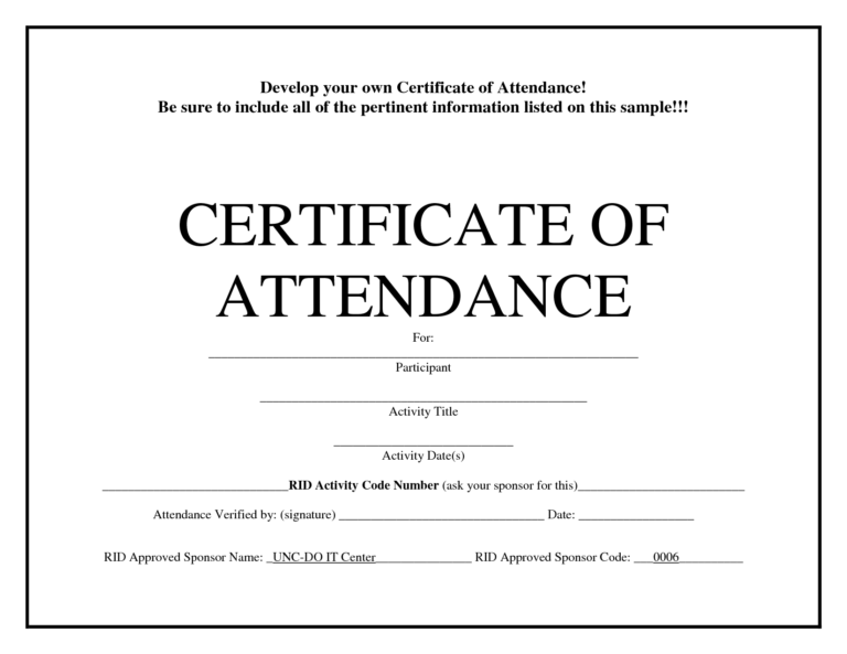 Certificate of Attendance Templates site_title