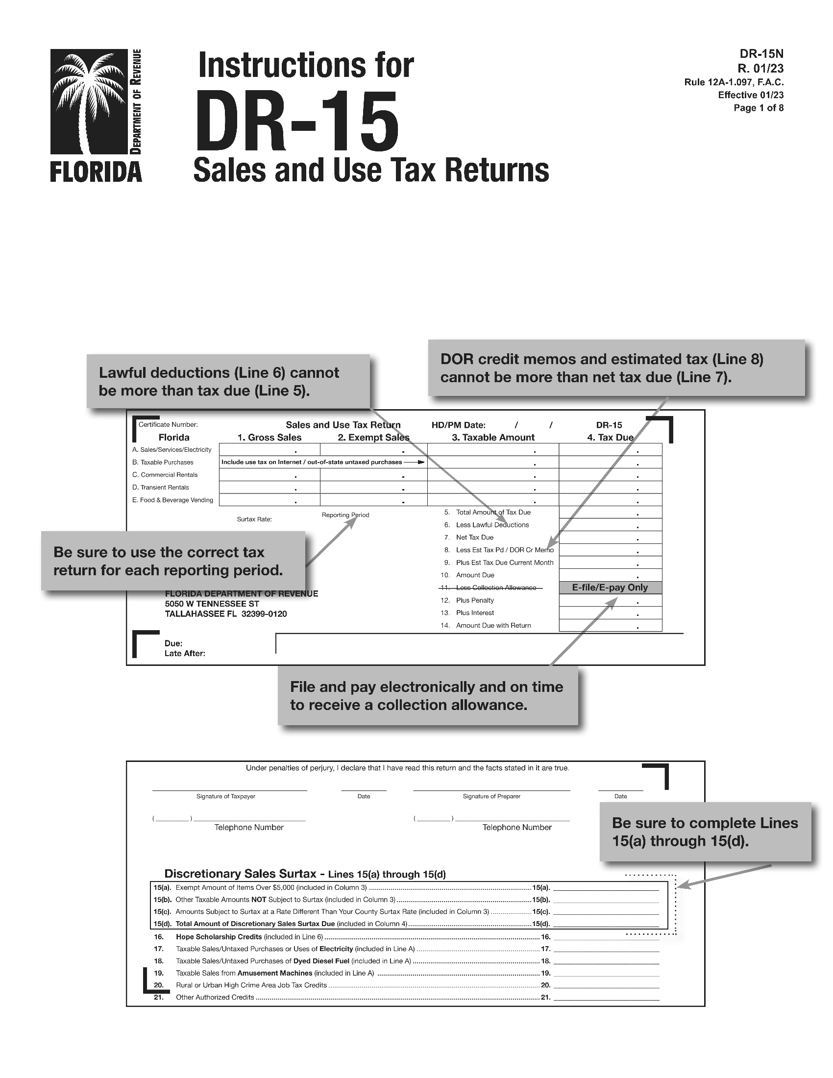 Form DR15N. Instructions for DR15 Sales and Use Tax Returns Forms