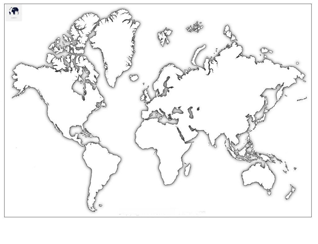 Printable Blank World Map – Outline, Transparent, PNG Worksheet - Blank
