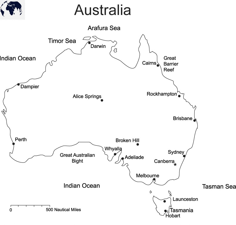Printable Blank Australia Map with Outline, Transparent Map