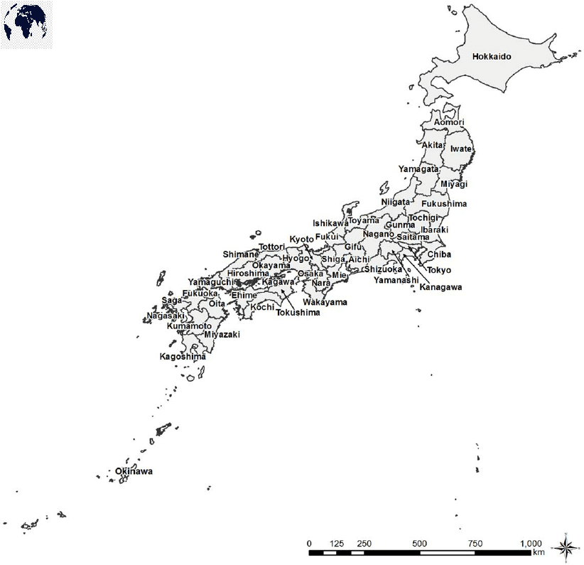 Printable Japan Blank Map with Outline, Transparent Map PDF