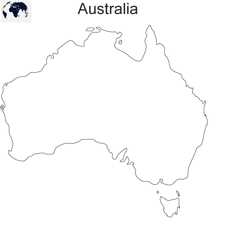Printable Blank Australia Map with Outline, Transparent Map