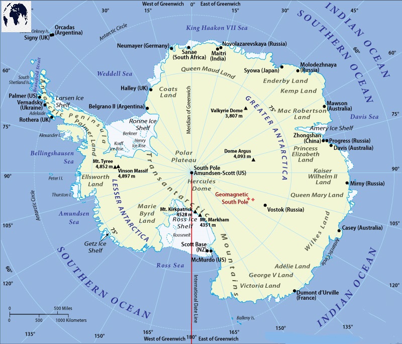 Free Labeled Antarctica Map with Countries & Capital in PDF