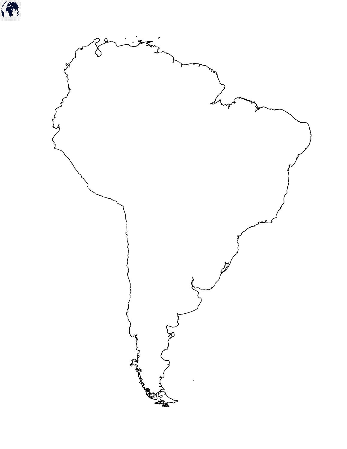 Printable Blank South America Map with Outline, Transparent Map