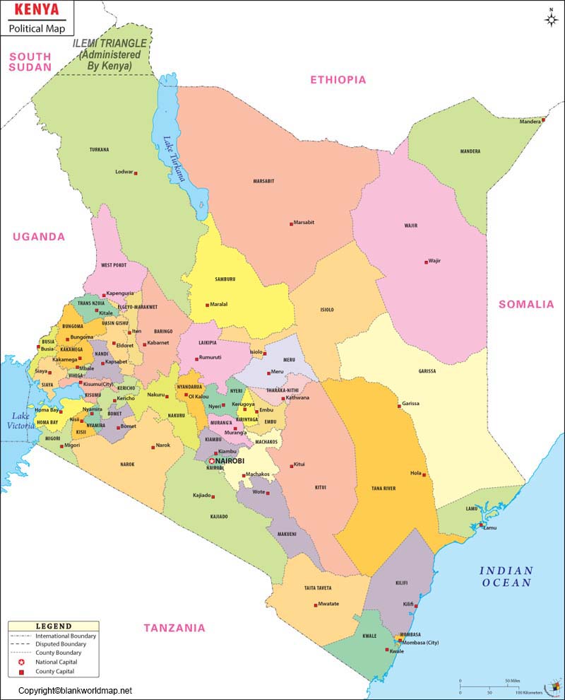 Labeled Kenya Map Blank World Map