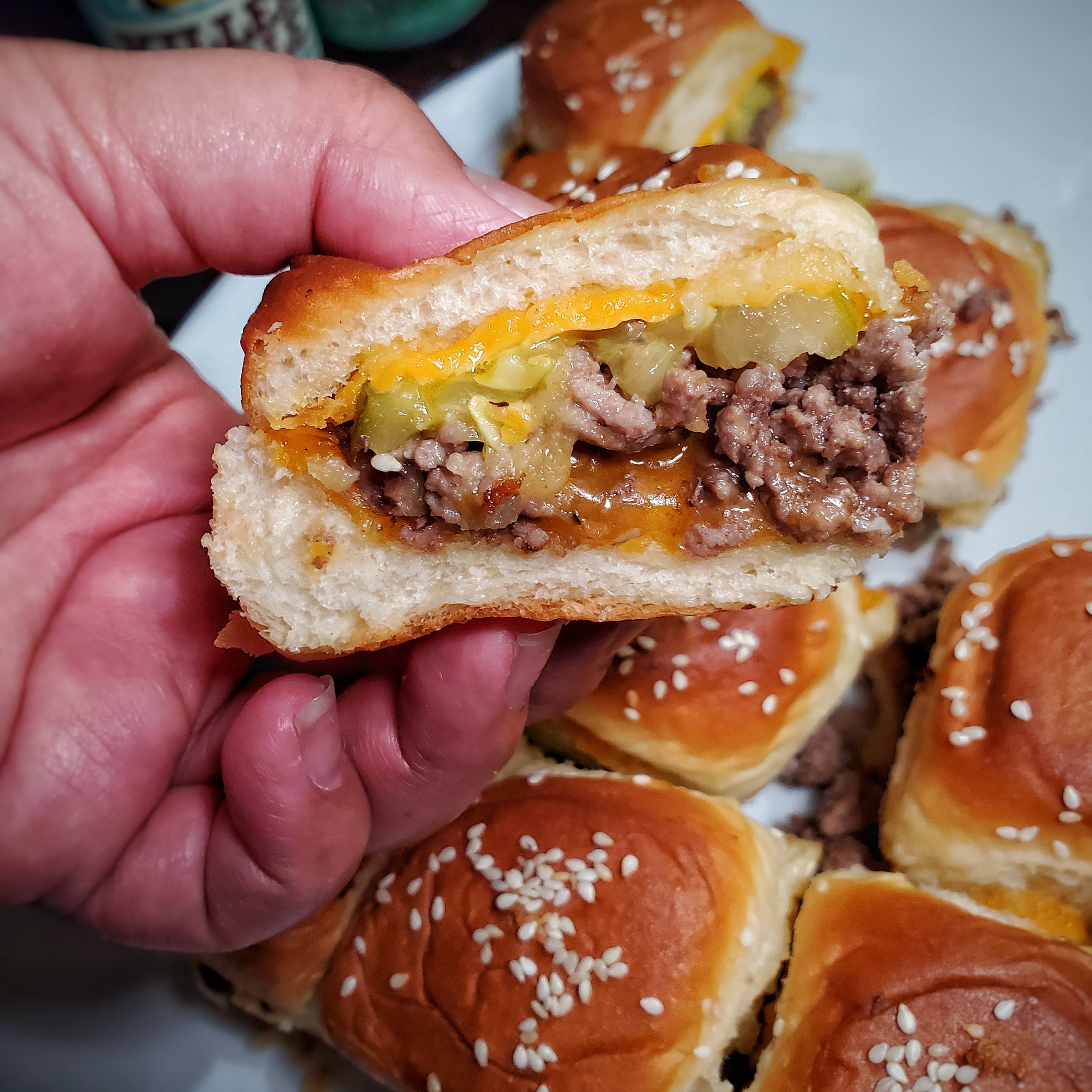 Baked Hawaiian Roll Cheeseburger Sliders Blasian Bon Vivant