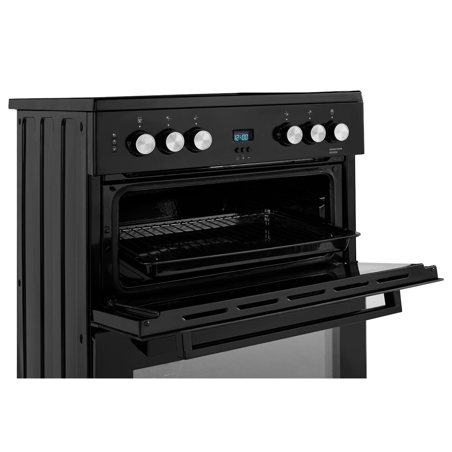 Beko EDC633K 60cm Double Oven Electric Cooker with Ceramic Hob Black