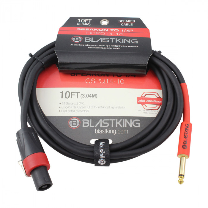 Speakon to 1/4″ Cable 10 Ft. CSPQ1410 Blastking