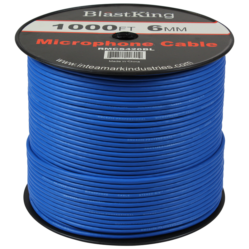 24 AWG 2Conductor Microphone Cable 1000 Ft Blue RMCS426BL Blastking