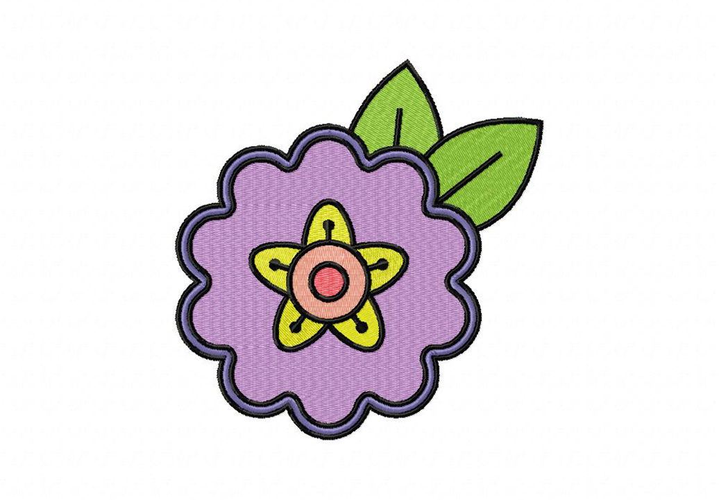 Doodle Flower Violet Machine Embroidery Design Blasto Stitch