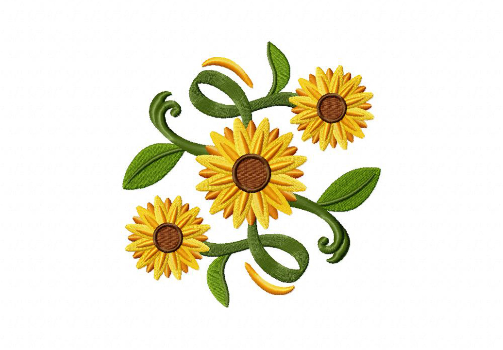 Classic Sunflower Square Machine Embroidery Design Blasto Stitch