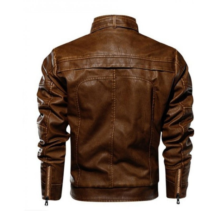 Men's Retro Leather Motorcycle Jacket Blazon Leather