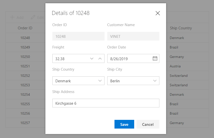 Editing in Blazor DataGrid Component Syncfusion