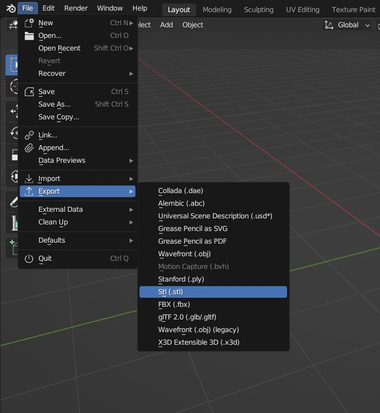 Comment convertir un fichier OBJ en STL ? Blendamator