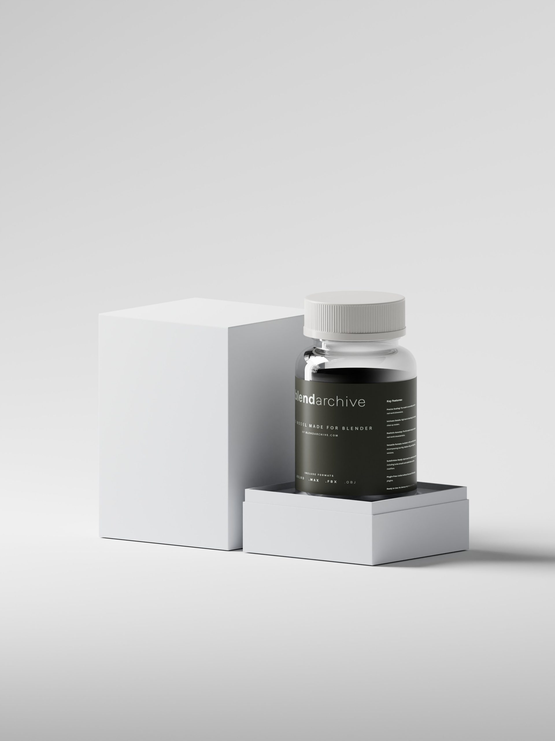 Airtight Box and Bottle Blender 3D Model Set .Blend Archive