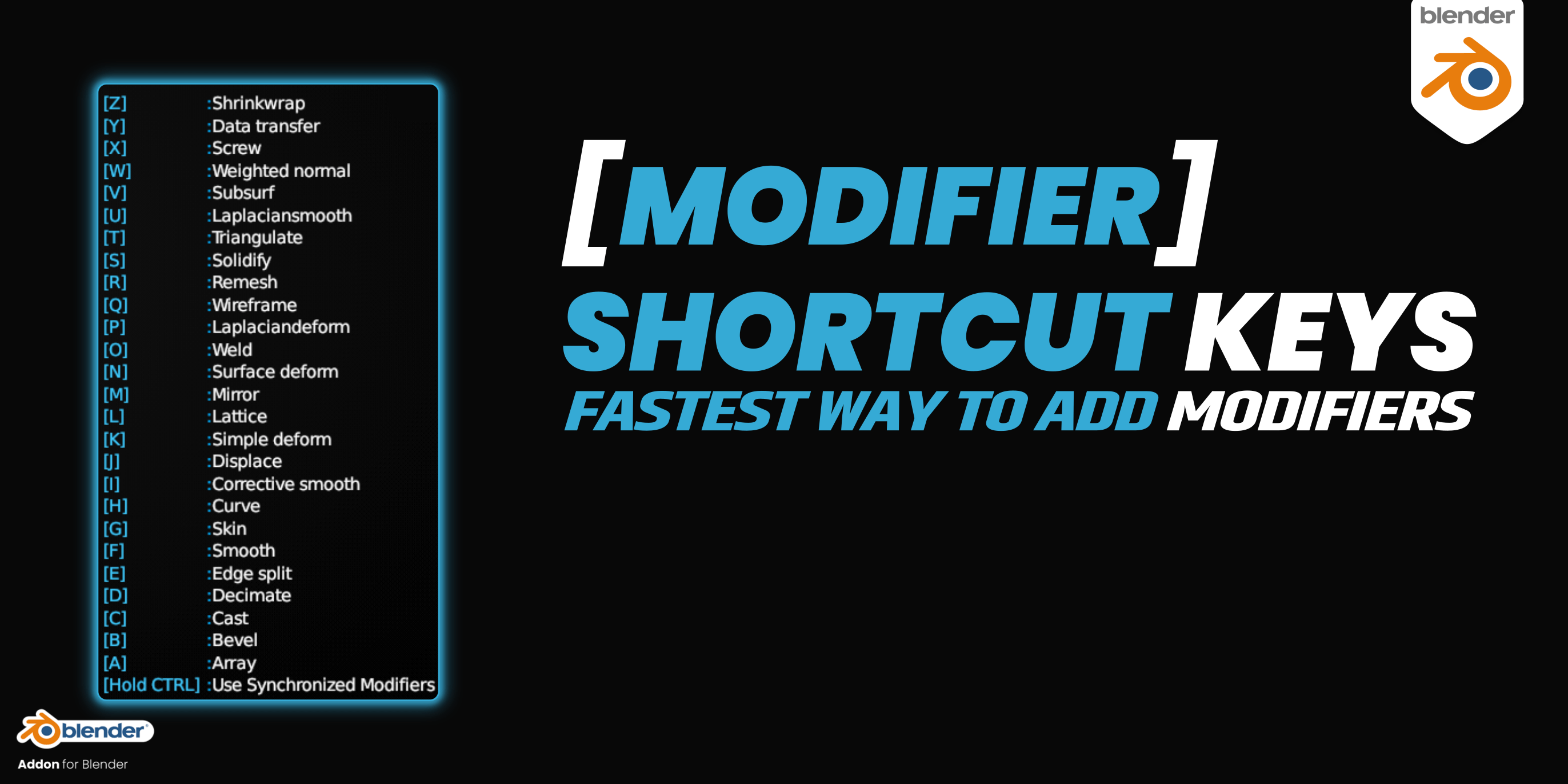 Modifier Shortcut Keys Blender