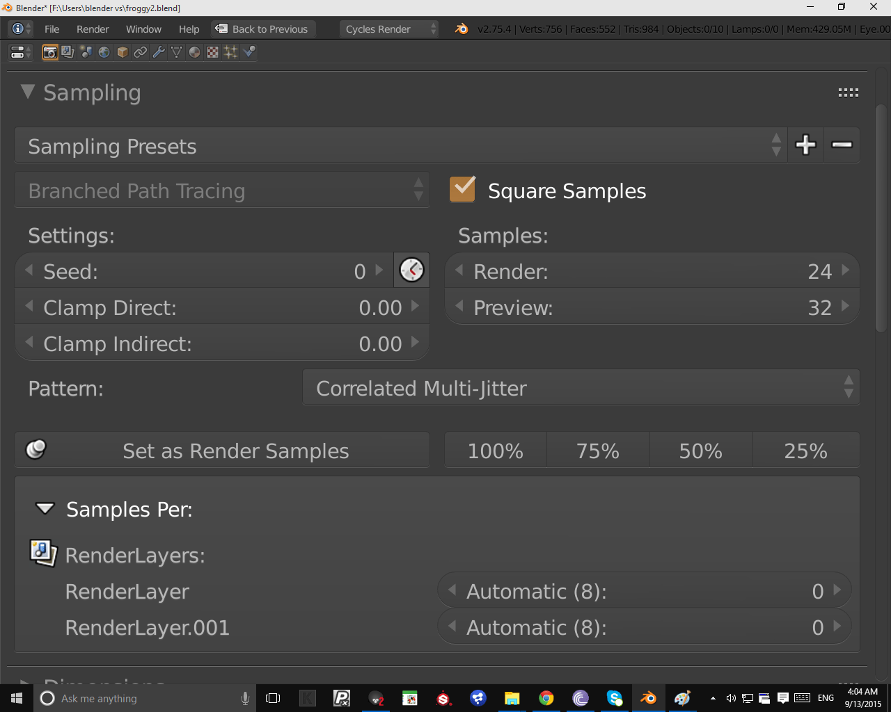 Can&rsquo;t Access Branched Path Tracing Settings - Basics &amp; Interface 