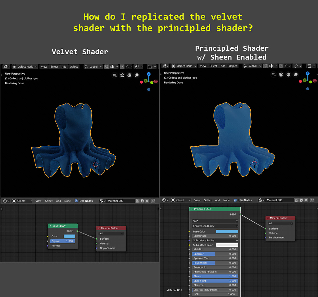 Replicating Velvet Shader with the Principled Shader? Materials and