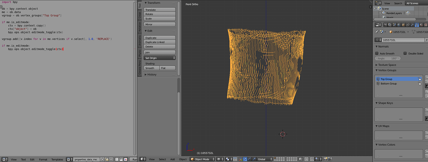 Getting vertices of a vertex group from within Python Python Support