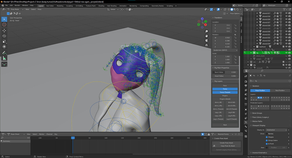 How to make hair rotate according to the rotation of the head/body
