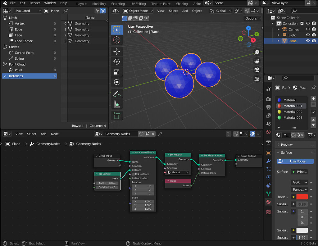 How to set material in geometry nodes (3.0) based on instance index
