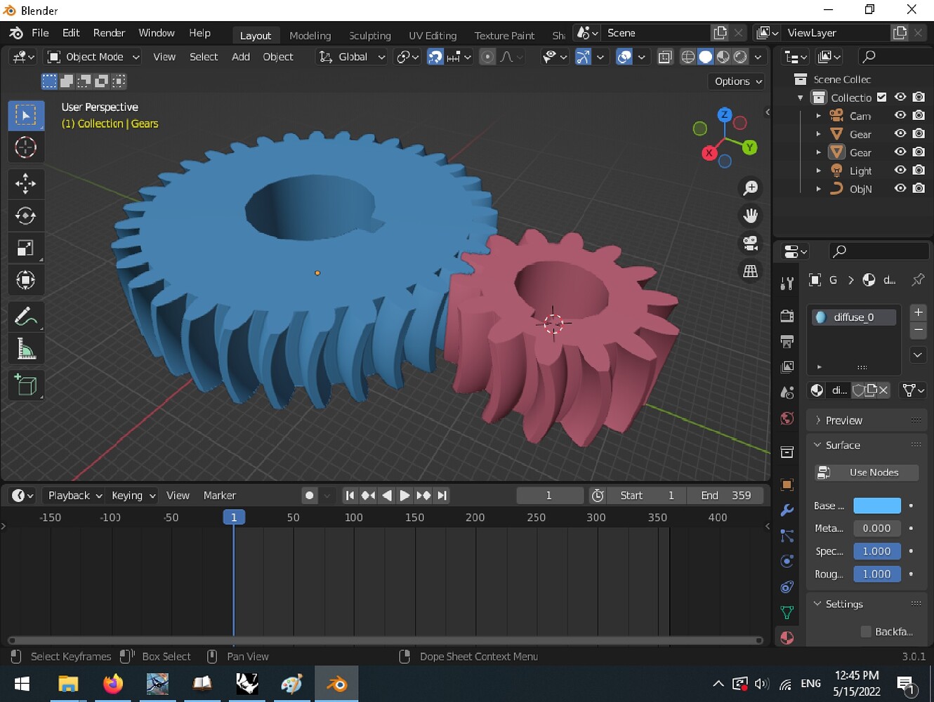 How do I synchronize these two gears routation in animation Animation