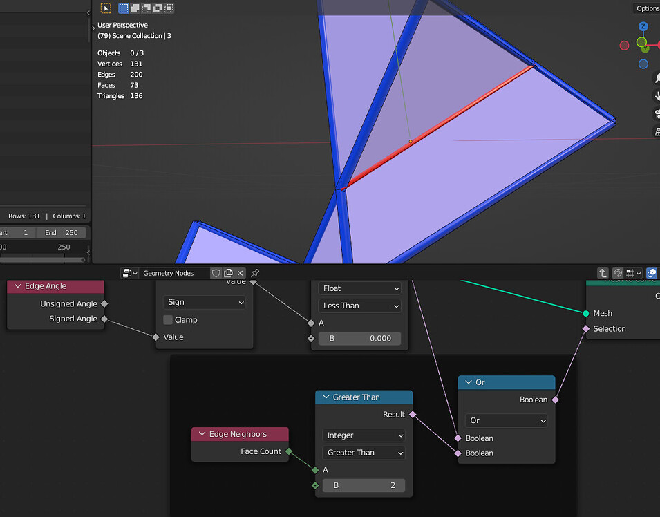 Labelling/Colouring edges based on concave convex angle Modeling