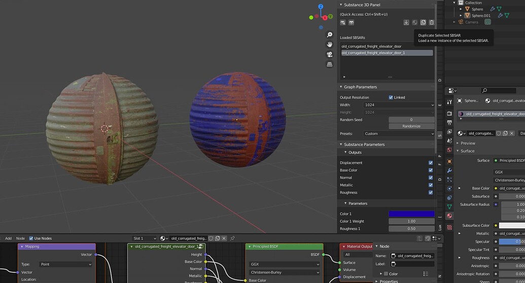 Duplicate material in Substance 3D Blender addon Materials and