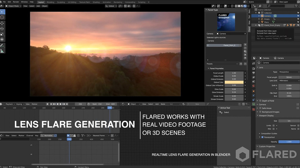 Realtime High Quality Lens Flare in Eevee Released Scripts and Themes